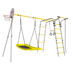 Детский спортивный комплекс для дачи ROMANA Акробат - 2 (желтый/серый) (с качелями-гнездо «Лодка»)