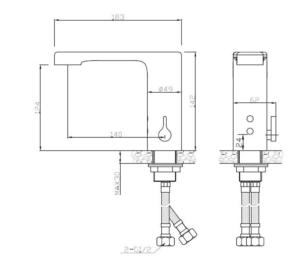 Смеситель сенсорный для раковины или столешницы латунь NOFER 07260M.B глянцевый