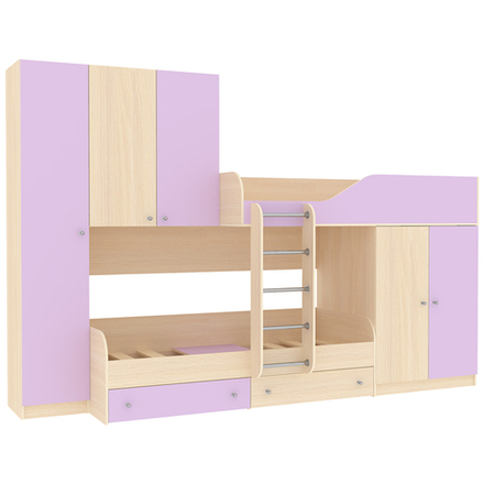 Двухъярусная кровать КарИВи Лео  Дуб Молочный Ирис