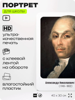 Портрет для школы в кабинет литературы и русского языка "Радищев Александр Николаевич", стенд школьный для класса, для оформления классного уголка, 40х30 см, Silver Plane x Айдентика Технолоджи