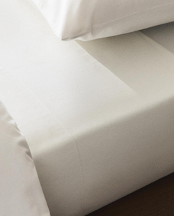 Zara Home - Простыня из ситцевого хлопка с декоративным краем (500 нитей), белый, 160x280 см