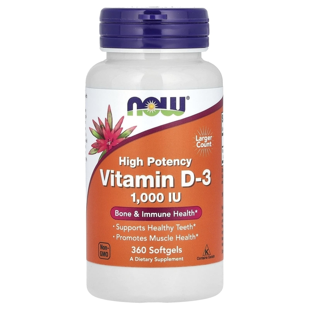 Now Foods Vitamin D3 1000 МЕ 360 softgels, Витамин Д3