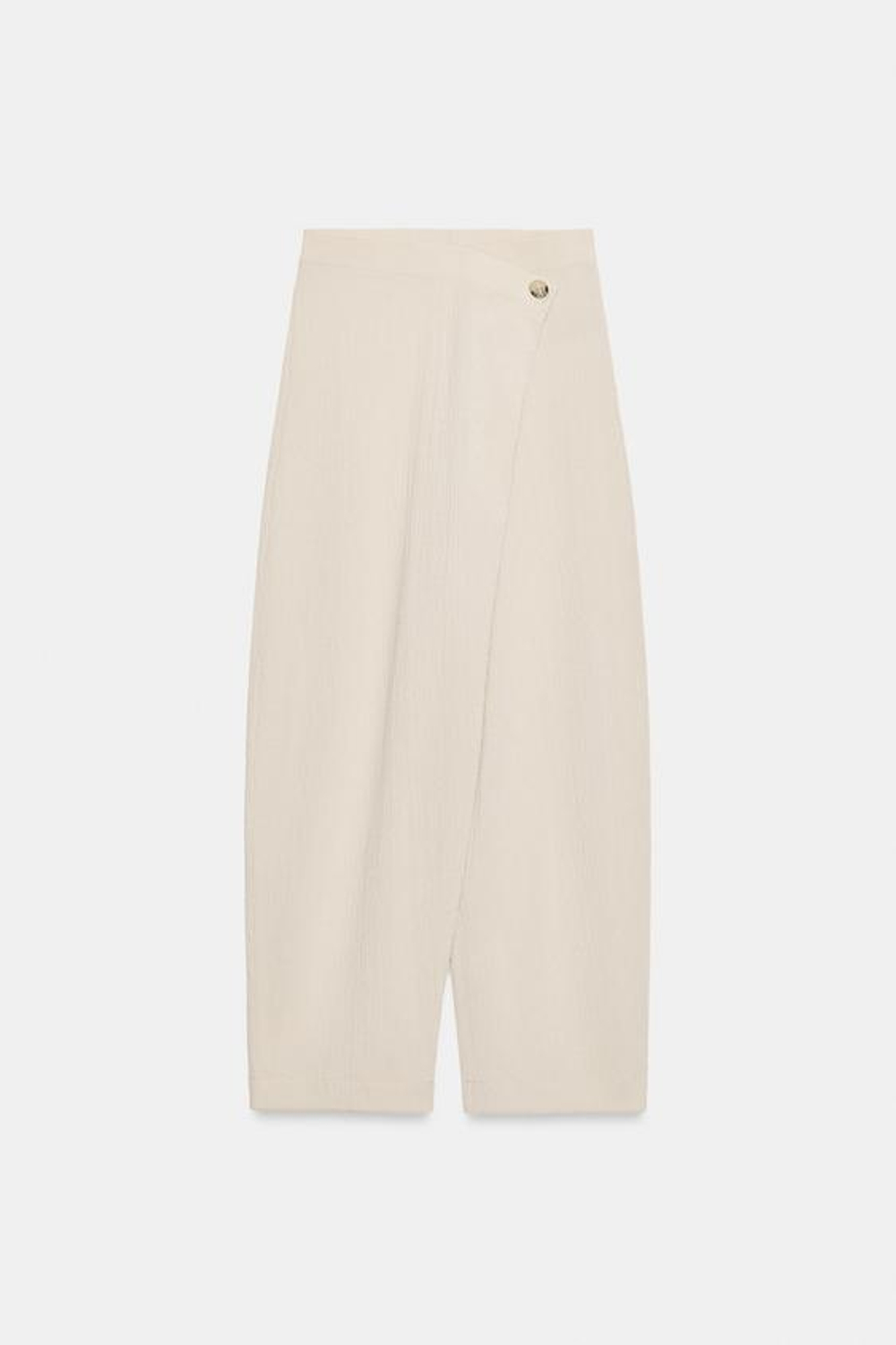 ZARA БРЮКИ С ЗАПАХОМ ИЗ ФАКТУРНОЙ ТКАНИ, БЕЖЕВЫЙ