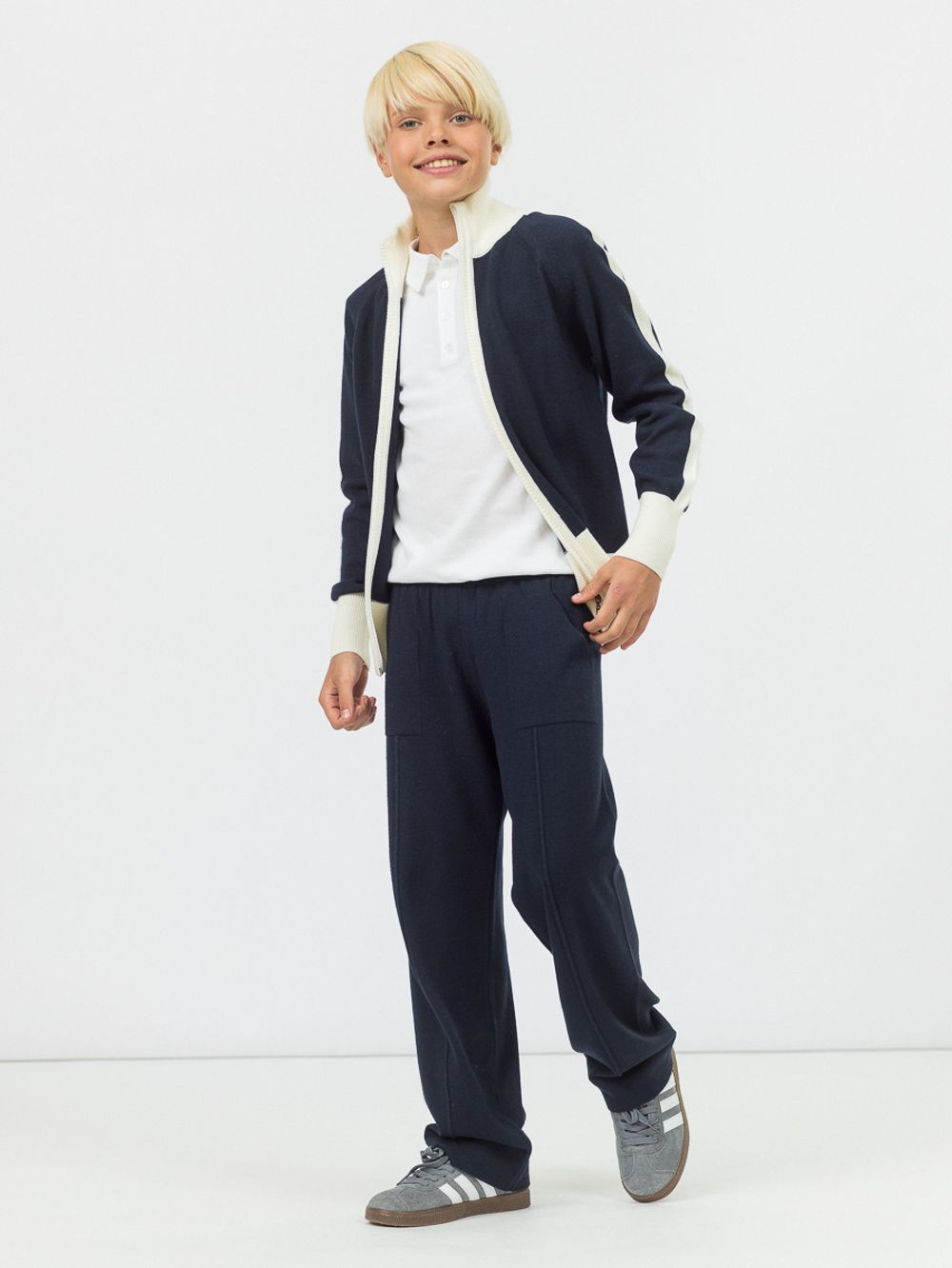 Кардиган на молнии для мальчика в школу AT1069M синий