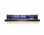 Оптический диск Verbatim DVD+RW 4.7GB 4X SERL Matt Silver, Spindle, 10 шт