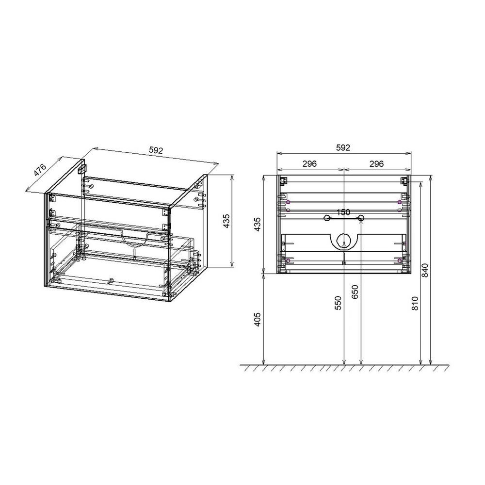 База под раковину Chiara 600 подвесная, 1 выкатной ящик soft-close, N.Oak, , шт