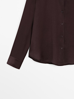 Massimo Dutti Рубашка из струящегося атласа, гранатовый