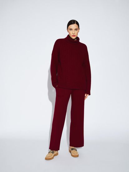 Женский свитер бордового цвета из шерсти и кашемира - фото 4