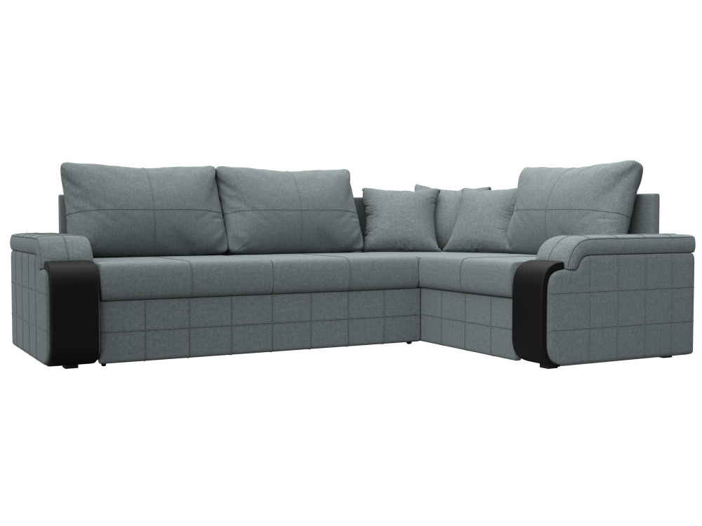 Диван угловой Николь правый угол, Амур 07 серый, Рогожка, 126003