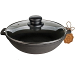 Жаровня чугунная литая 20*4см со стеклянной крышкой, арт. Т1011С3