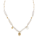 Колье Franck Herval, Bianca, с розовой раковиной, горным хрусталем, перламутром, жемчугом и стразами