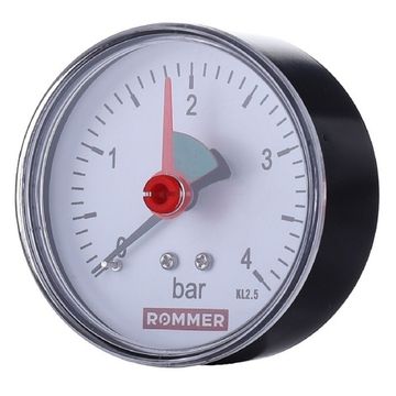 Манометр аксиальный Rommer 1/4", 4 бара, 63 мм с указателем предела (RIM-0007-630408)