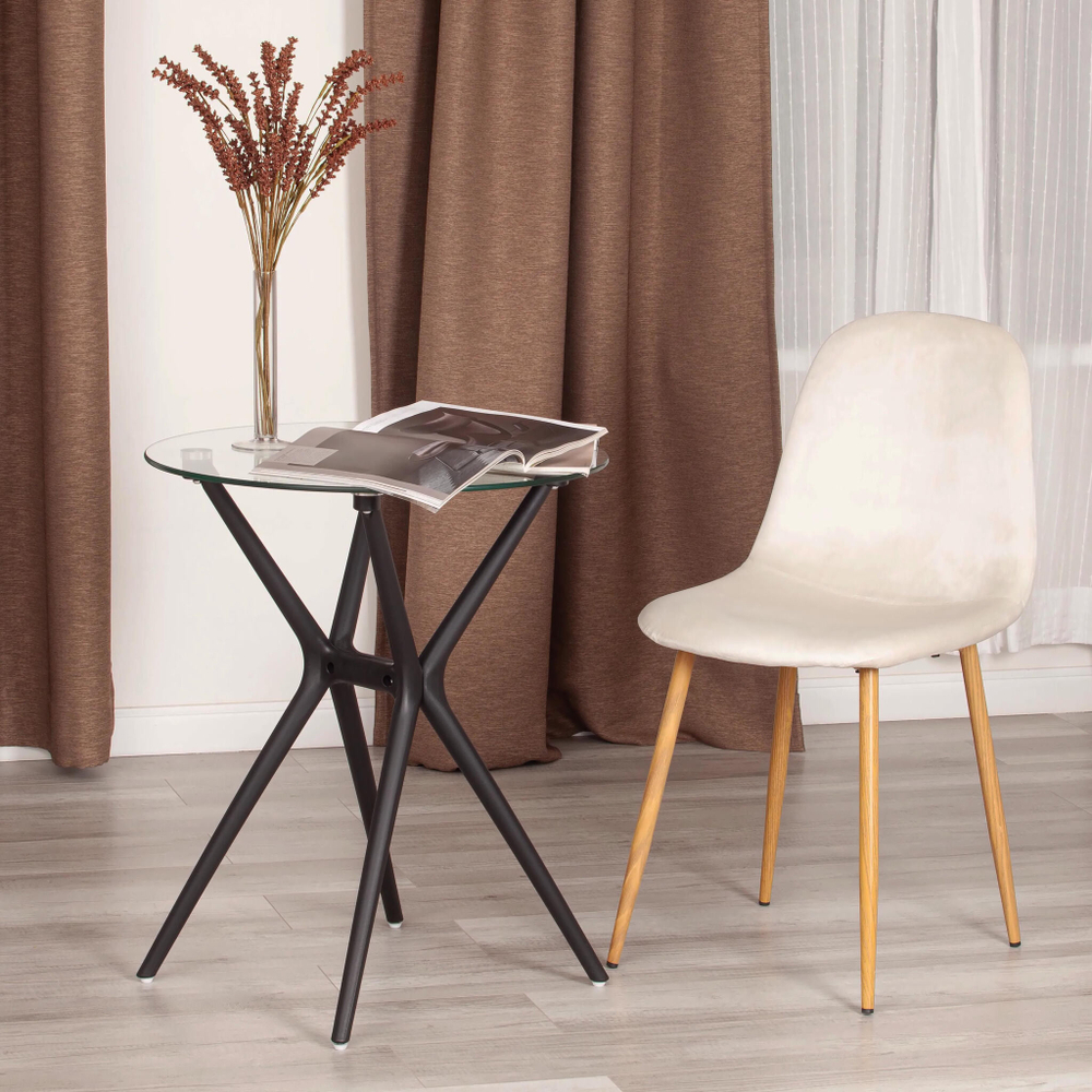 Стул BREEZE (mod. 4724) Велюр/металл , 44 х 53 х 87 см, Light beige (светло-бежевый) HLR1 / натуральный
