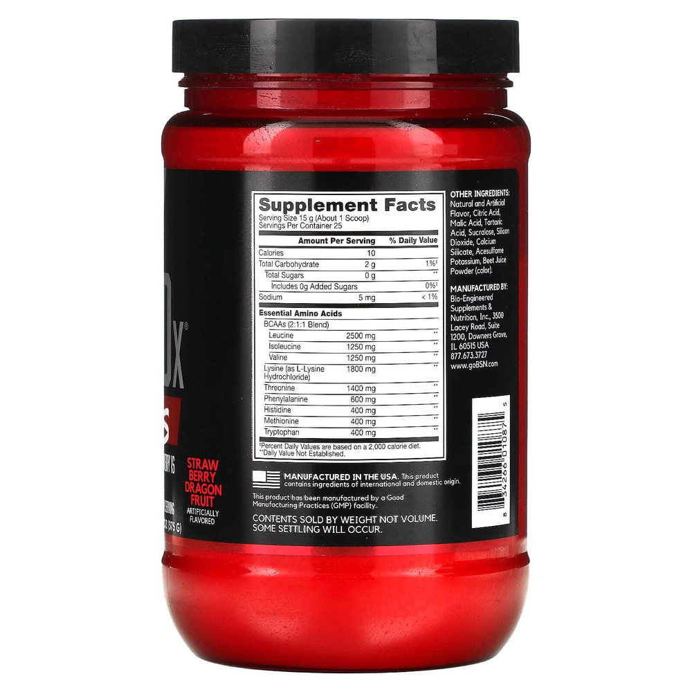 BSN, AminoX, EAAs, Strawberry Dragon Fruit (клубника–питахайя), поддержка и восстановление мышц, 375 г (13,2 унции)