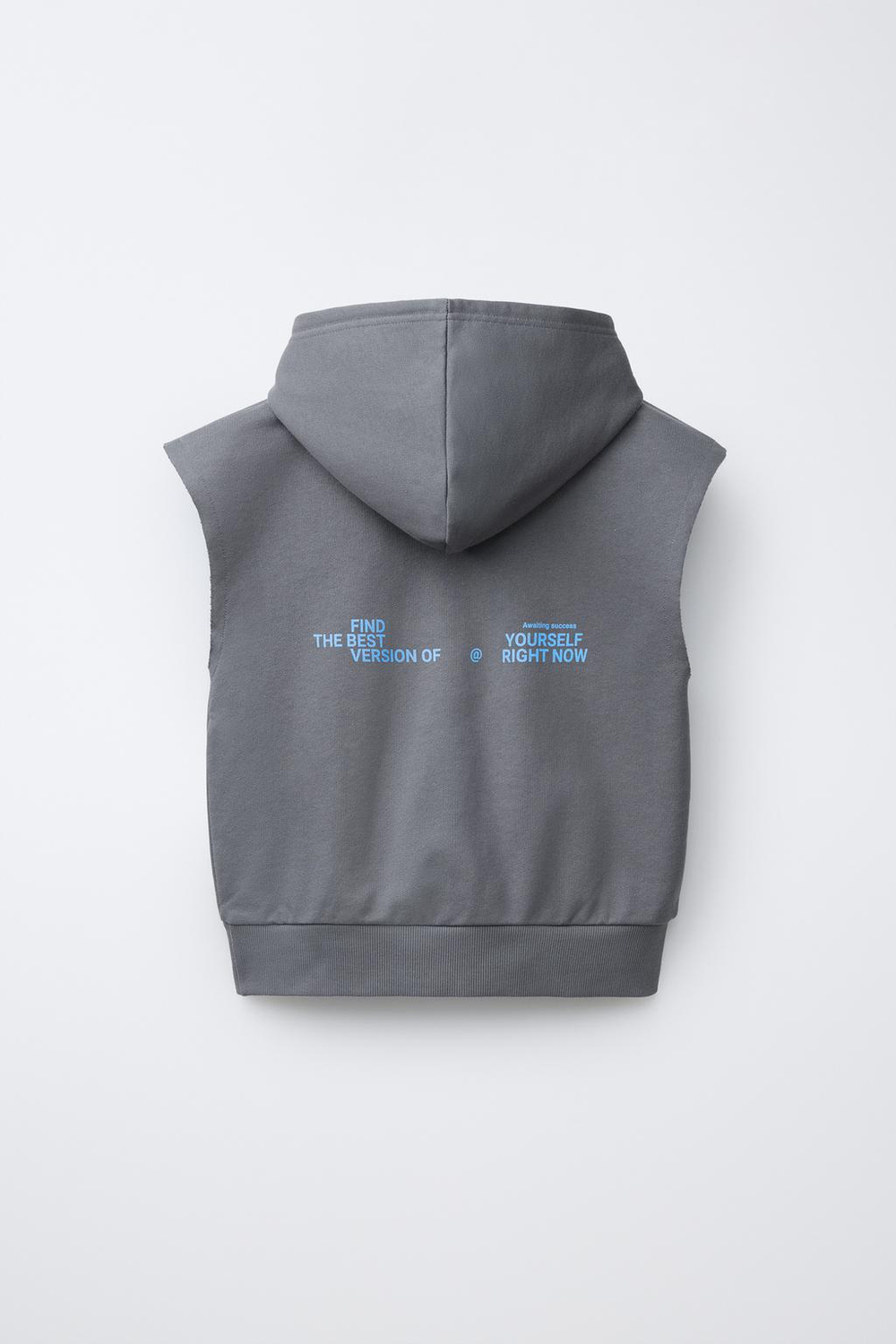 ZARA ТОЛСТОВКА БЕЗ РУКАВОВ С КАПЮШОНОМ И ПРИНТОМ ГРАФФИТИ, ТЕМНЫЙ АНТРАЦИТ