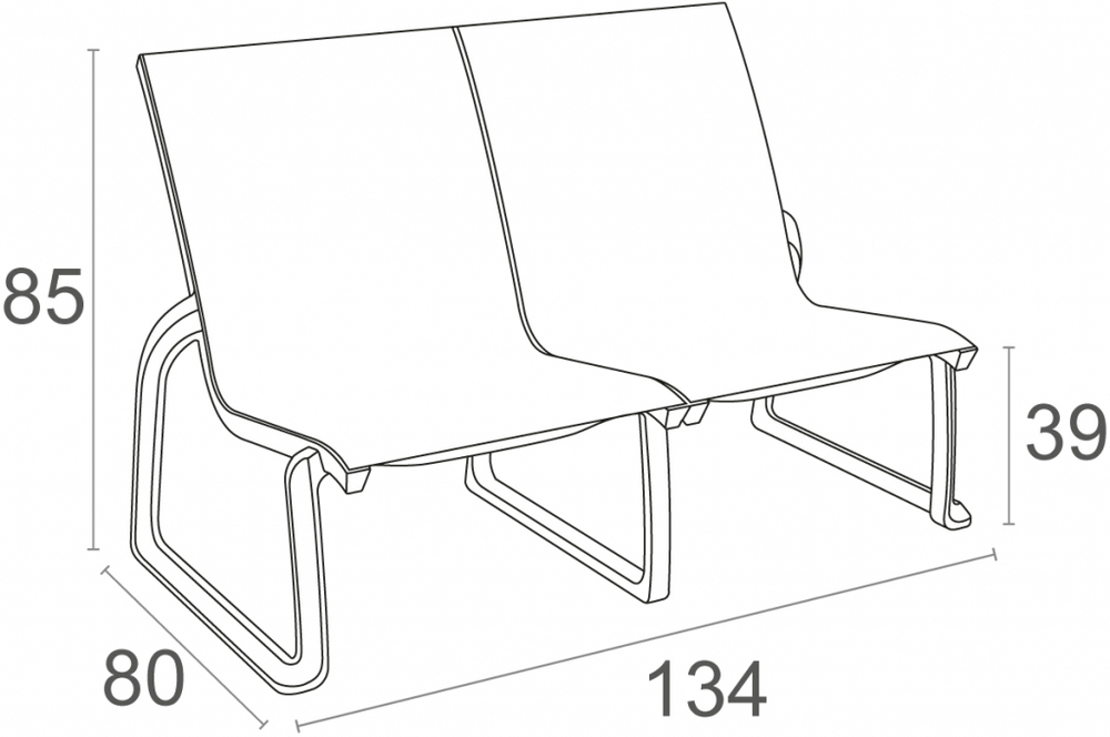 Диван пластиковый двухместный Siesta Contract Pacific Lounge, бежевый