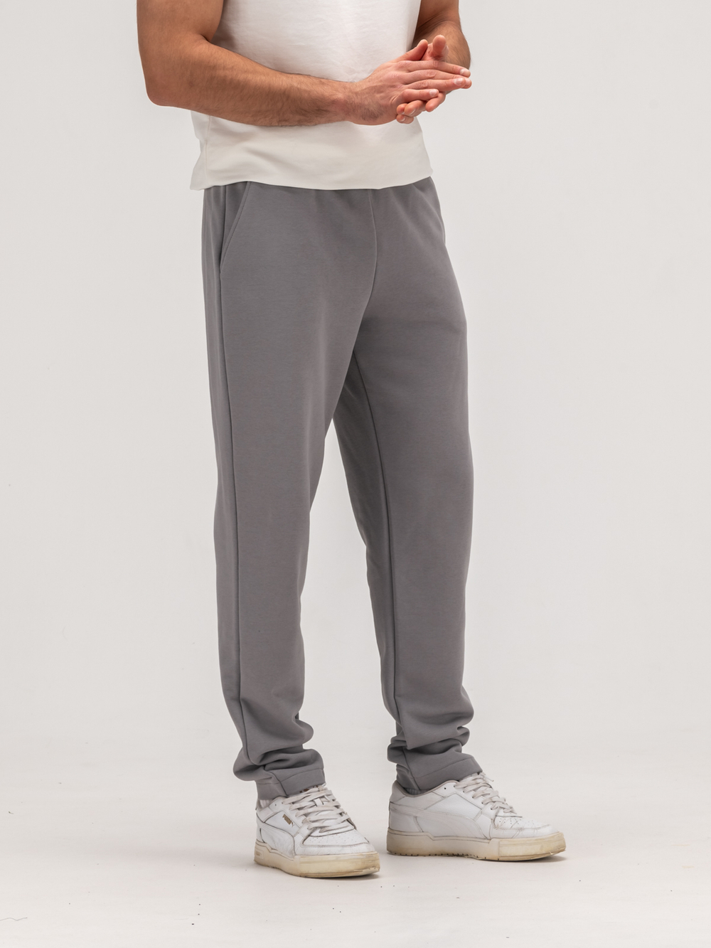 Брюки спортивные прямые теплые. Грей