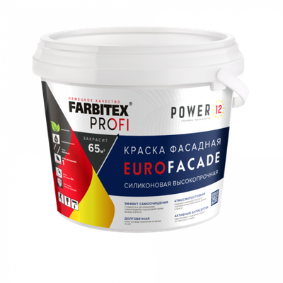 Краска фасадная силиконовая самоочищающаяся высокопрочная база "С" 12кг / 8,6л FARBITEX PROFI
