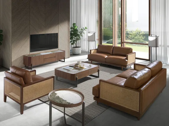 Двухместный диван Angel Cerda 6176, коричневая кожа