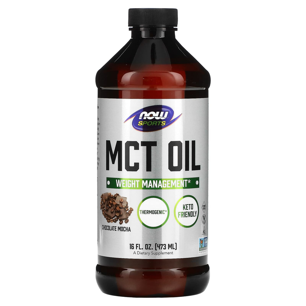 NOW Foods, Sports, масло MCT, шоколадный мокко, 14 г, 473 мл (16 жидк. Унций)