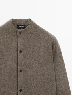 Massimo Dutti Кашемировый вязаный кардиган на пуговицах, зеленый