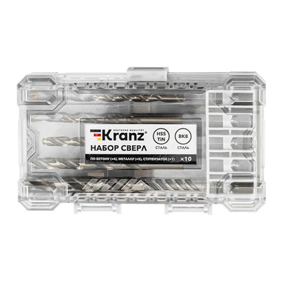 Набор сверл комбинированный, 10 предметов KRANZ