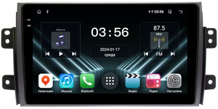 Магнитола Suzuki SX4 2006-2014 - FarCar DX124M монитор 9.5" IPS на Android 13, 4+64Гб, CarPlay