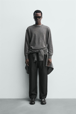 ZARA СВИТЕР ИЗ СМЕСОВОЙ ШЕРСТИ, СЕРЫЙ МЕЛАНЖ