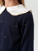 Джемпер для девочки с длинным рукавом AT977-1 синий-золотистый