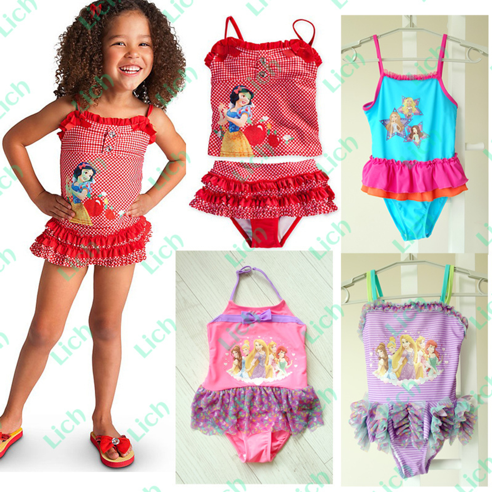 Купальник детский закрытый разноцветный с принцессами