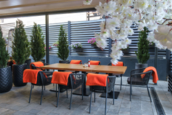 "Марсель" стул плетеный из роупа, каркас алюминий темно-серый (RAL7024) муар, роуп темно-серый круглый, ткань темно-серая 027