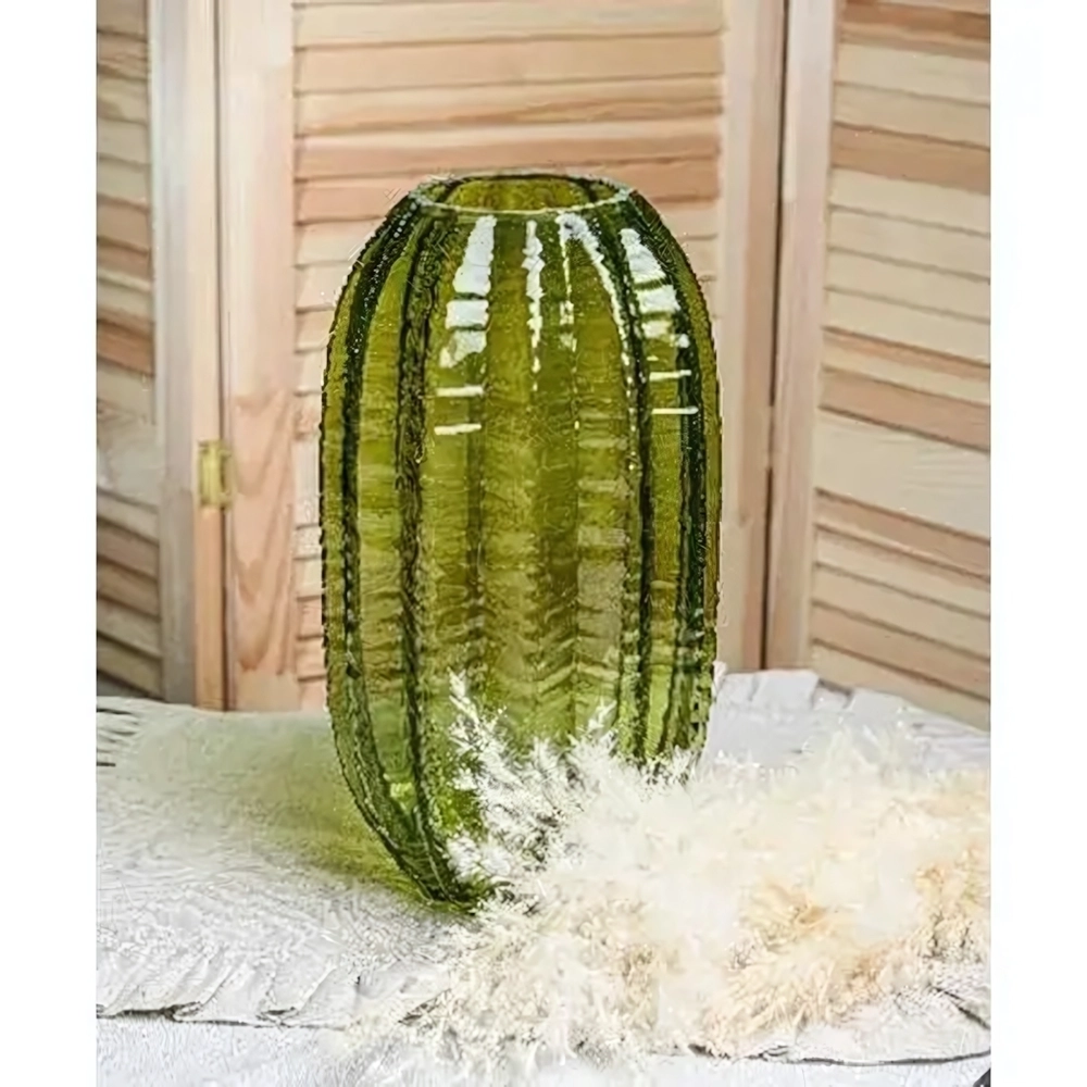 Ваза Плиссе большая d-150мм h-280мм Олива