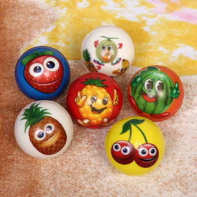 Мяч 6,3 см «Веселые фрукты» (антистресс) СТИКЕР НА ВЛОЖЕНИЕ