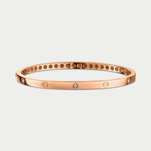 Жесткий браслет из розового золота 585 пробы для женщин с фианитами (арт. 46-0П-0001-89979)