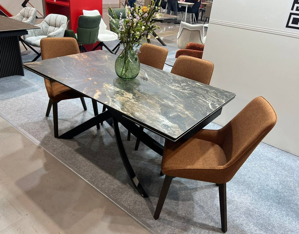 Стол ESTEBIO 160 KL-176, итальянская керамика/ черный каркас, ®DISAUR