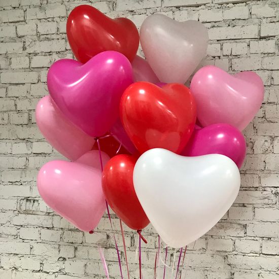 Воздушный шар Сердце латекс 12", надутый гелием, в ассортименте,