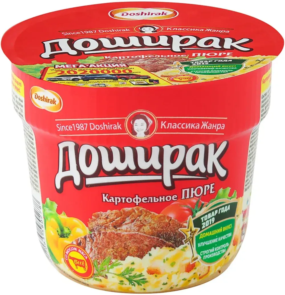 Картофельное пюре быстрого приготовления "Доширак" со вкусом мяса, 40г