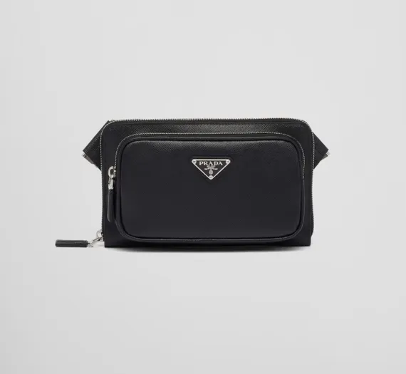 Сумка на пояс Prada черный из кожи saffiano