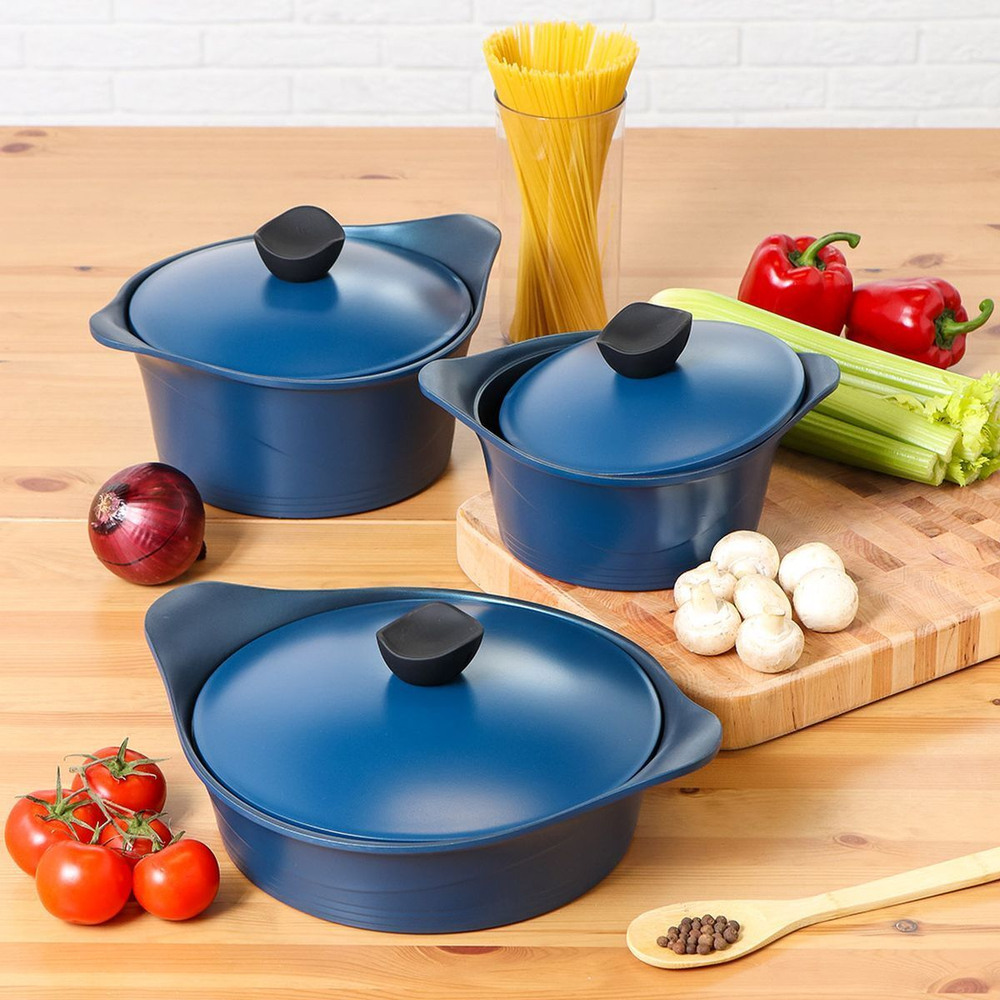 Кастрюля алюминий, антиприг, 4.3 л, с крыш, Daniks, Shoven, KI-T2024-2965C, индукц