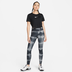Женские теннисные брюки Nike Dri-Fit One Luxe Mid-Rise All Over Print Tight Women - Black, Grey