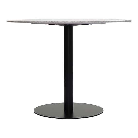 Стол Trond, Ø100 см, белый мрамор, черная ножка