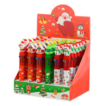 Ручка шариковая, автоматическая, 10в1, Basir, серия "Новогодние", 10-ти цветная, с резиновой фигуркой, 36 шт