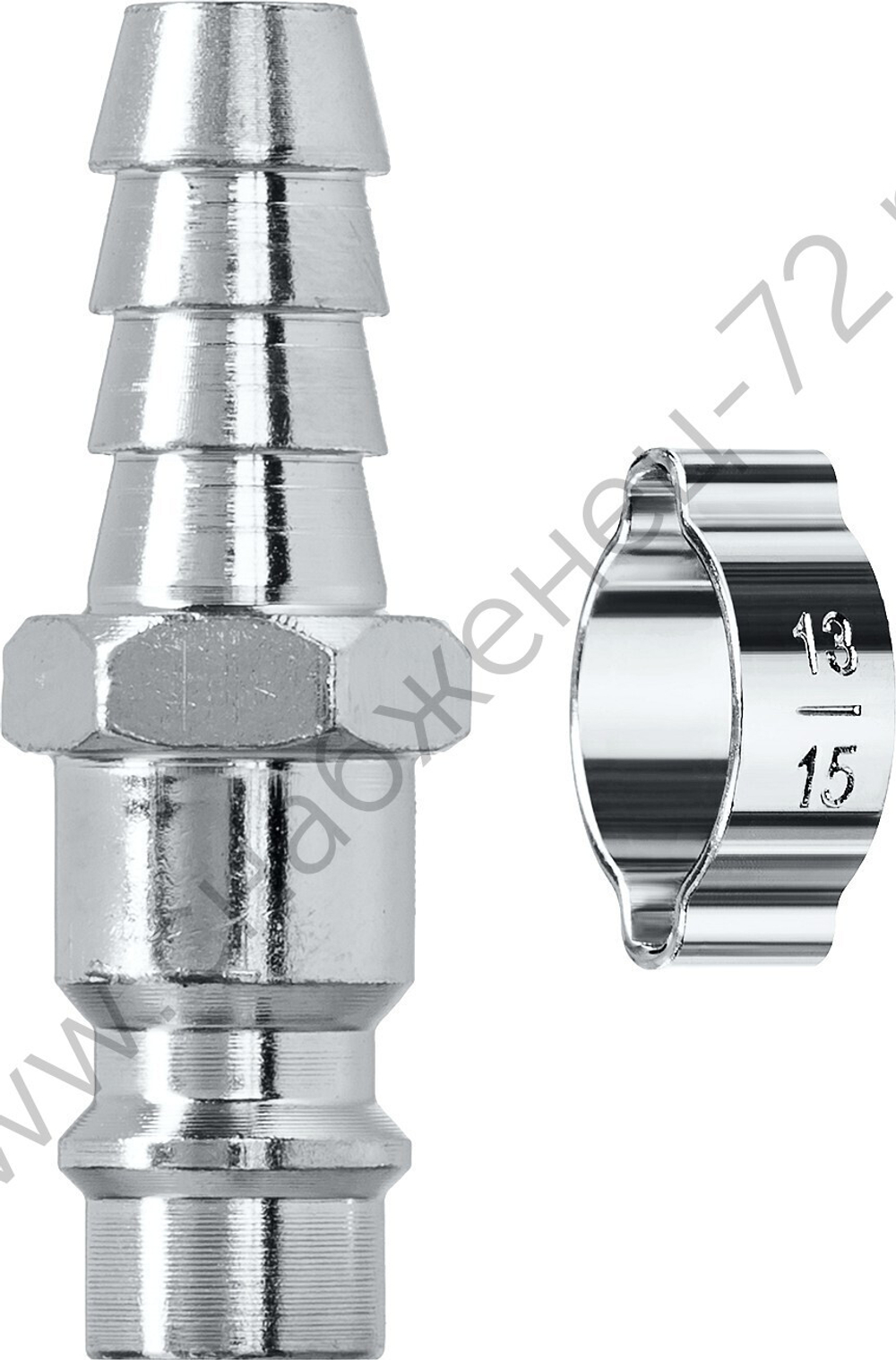 KRAFTOOL штуцер ″елочка″, 10 мм - рапид штуцер, с хомутом, переходник (06597-10)