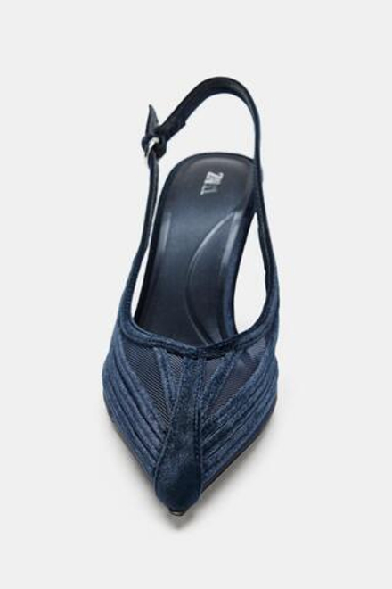 ZARA КОМБИНИРОВАННЫЕ ТУФЛИ НА КАБЛУКЕ, СИНИЙ