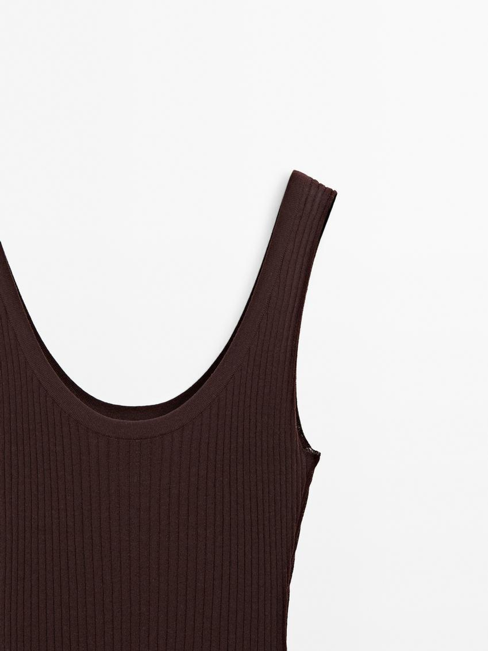 Massimo Dutti Трикотажное боди с круглым вырезом - Studio, бордово-красный