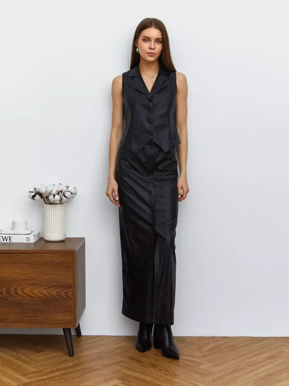 Юбка кожаная длинная