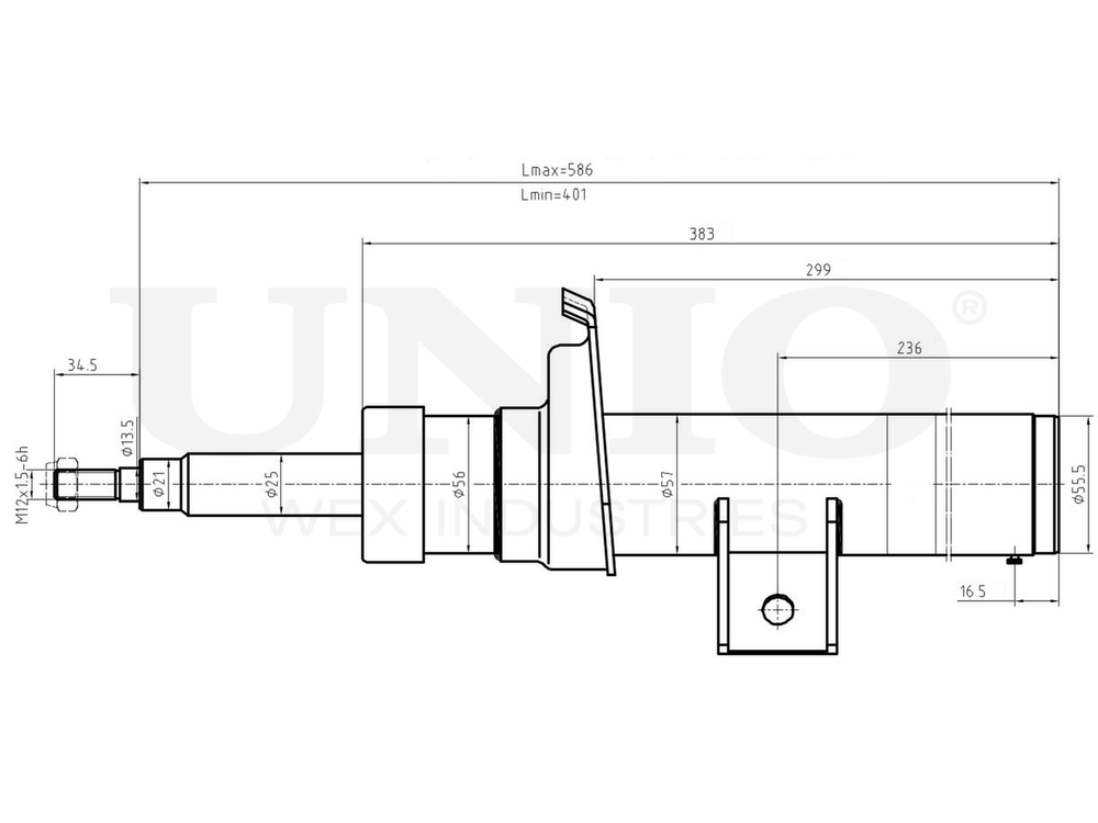 Амортизатор газовый передней подвески правый UNIO SAB-10260