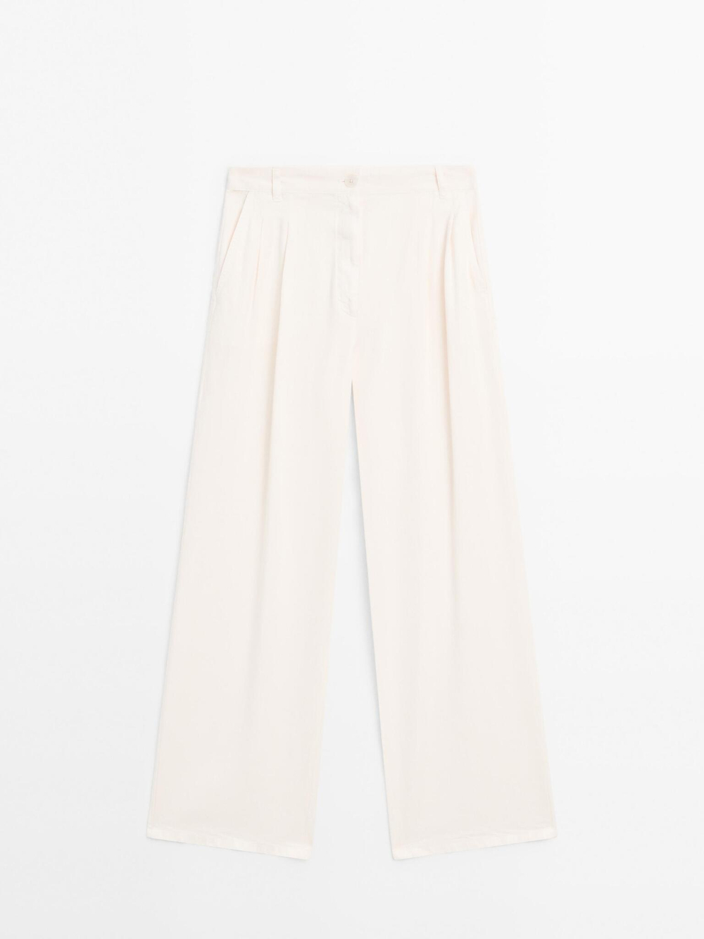 Massimo Dutti Широкие брюки с двойными защипами, белый