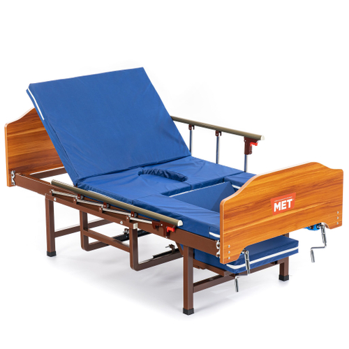 Кровать двух-функциональная медицинская, со складными боковыми ограждениями, на ножках MET TARYS