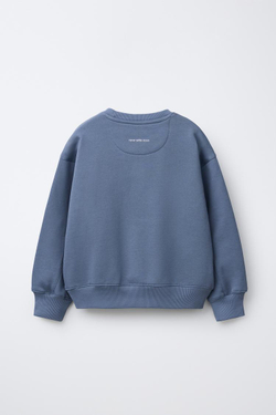 ZARA ТОЛСТОВКА С НАДПИСЬЮ, СЕРО-СИНИЙ